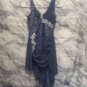 Weissman Asymmetrical Navy Sequin Dress